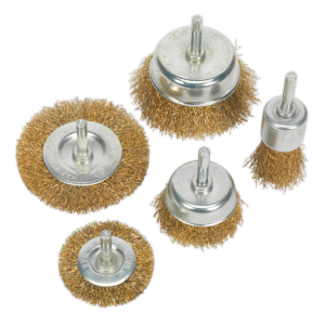 Sealey BWBS05 Wire Brush Set 5pc Brassed Large Choice