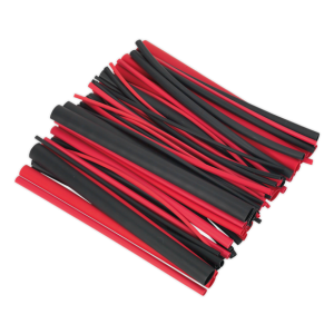 Sealey HSTAL72BR Heat Shrink Tubing Assortment 72pc Black & Red Adhesive Lined 200mm Promotion